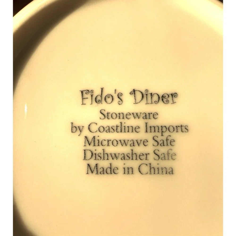 FIDO'S DINER White Live Love Bark  & Pawprint Dog Cat Pet Food Water Bowl - Picture 2 of 6